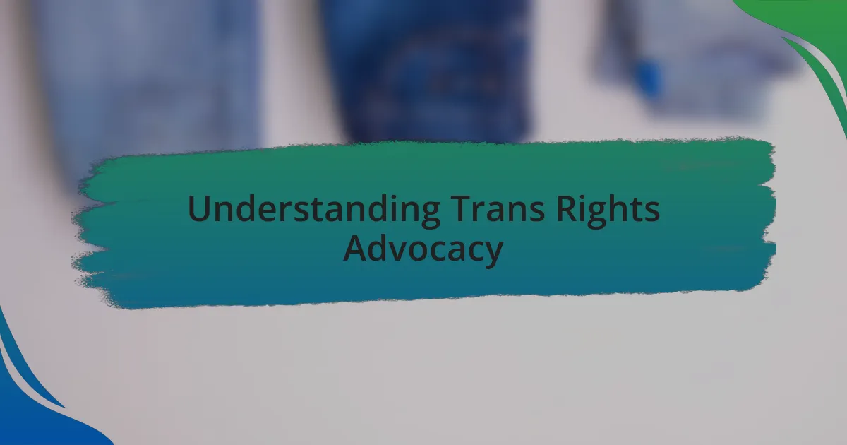 Understanding Trans Rights Advocacy